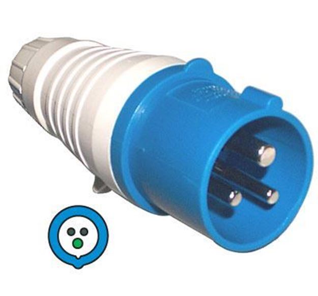 Picture of 20A 250V Pin & Sleeve IEC 309 Splash-Proof Plug