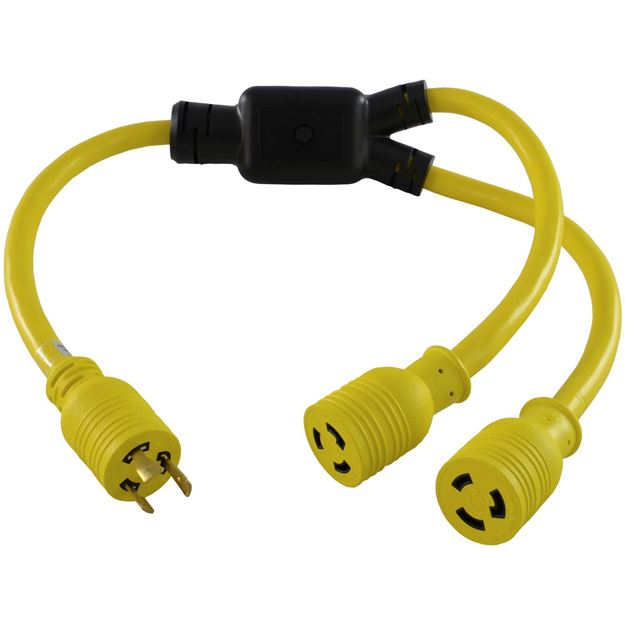 Picture of L6-20P to (2) L6-20R Y-Adapter