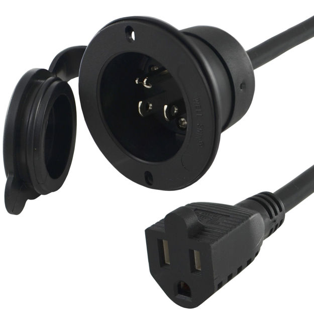 Picture of 5-15P Power Inlet Socket with Integrated 16-inch Cord