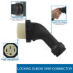 Locking elbow grip connector