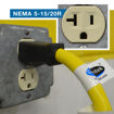 Plugged into a NEMA 5-15/20 outlet